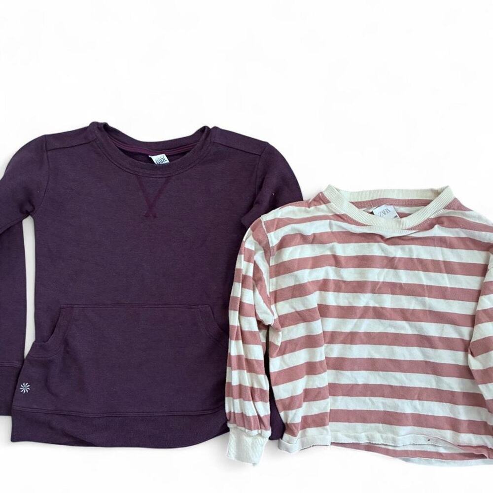 Zara and Athleta girl long sleeve shirts top girl 7 8